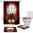 thumbnail image 2 of FMSHPON Christmas 4 Piece Bathroom Set Shower Curtain Bath Rug Contour Mat and Toilet Lid Cover, 2 of 8