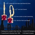 thumbnail image 2 of Gem Stone King 18K Yellow Gold Plated Silver Red Created Ruby Dangle Earrings for Women (2.00 Cttw, Gemstone July Birthstone, Cushion 6MM), 2 of 5