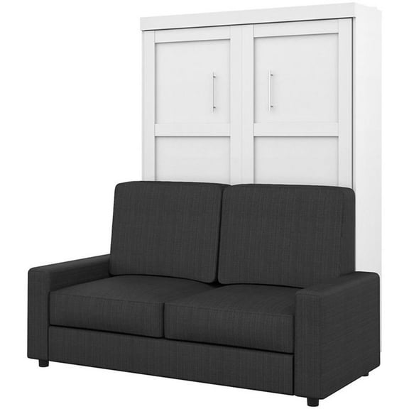 Atlin Designs 2 Piece Full Wall Bed Set in White and Gray