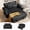 Black, variant on 58" Convertible Sleeper Sofa Bed, Full Size Pull Out Couch with USB Charging, Cup Holders, Adjustable Backrest & Side Pockets, Towel Fabric Loveseat for Living Room, Apartment, Office (Dark Gray)