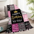 thumbnail image 2 of Birthday Gifts for Women Birthday Blanket, Queen Birthday Gifts for Wife, 60"x80" Happy Birthday to You Blanket Decorations, Happy Birthday Gifts for Her Friend Mom Sister Wife, 2 of 5
