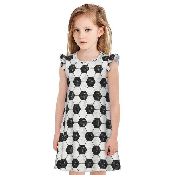 Fotbe Soccer Vestido de Dormir para Niñas de 3 a 10 Años, Mangas Cortas, Estilo Princesa, Pijama Camisón con Mangas Voladas-Large