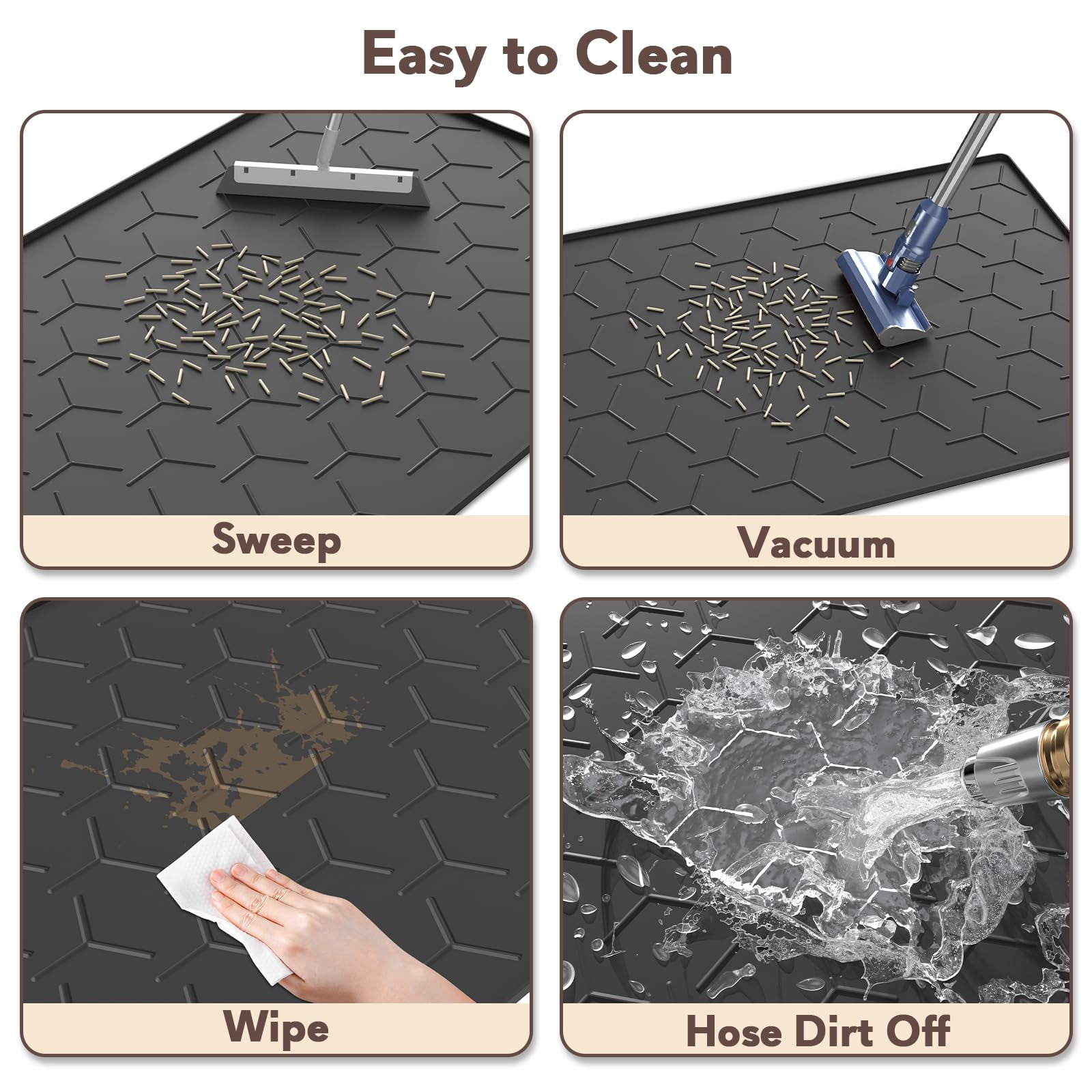 Cat Mat For Litter Box  Large 40" X 28" Xl Waterproof Silicone Pad Floor Black