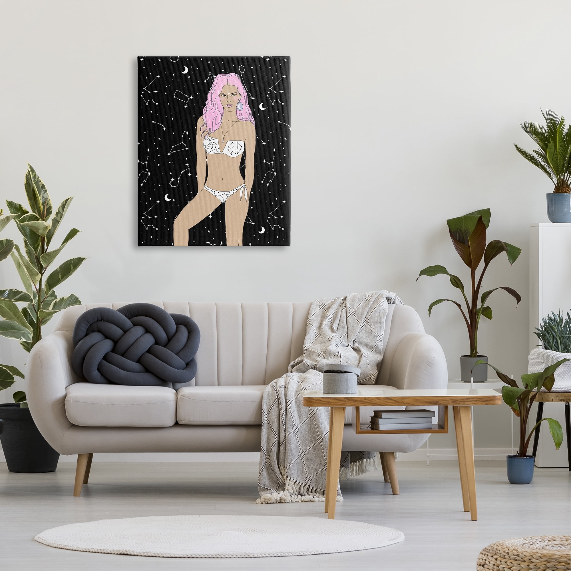 Stupell Industries Moon Girl Constellations Novelty Painting Gallery Wrapped Canvas Print Wall Art, 30 x 40