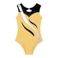thumbnail image 5 of YONGHS Kids Girls Rhinestone Sleeveless Gymnastics Ballet Leotard Figure Ice Skating Dance Biketard Yellow 14, 5 of 7