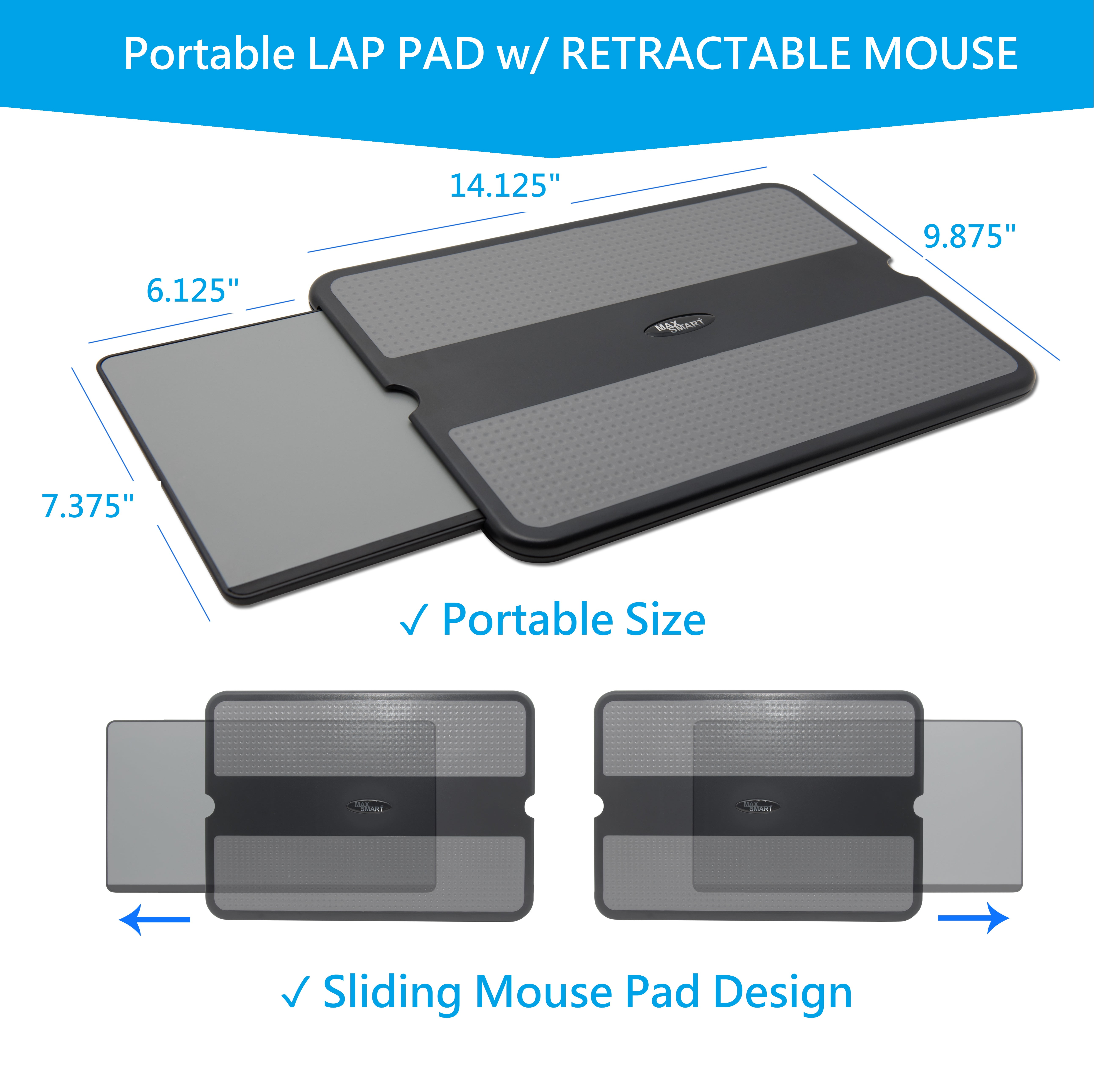  Extra Large Lap Laptop Desk - Full PU Material Mouse Pad Gaming  Tray - Portable LapDesk with Phone Holder & Wrist Rest for Notebook,  MacBook, Tablet, Bed, Sofa(Black, Fit Up 17.3-in