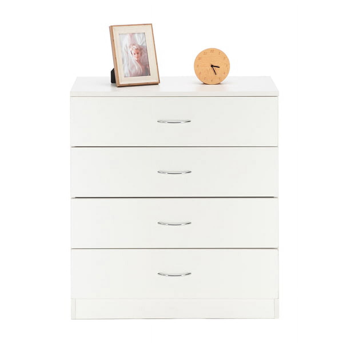 YDLW 4 Drawer Dresser for Bedroom, White Wooden Chest of Drawers, Modern 4 Drawer Chest Storage Dresser for Closet, Living Room, Hallway