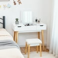 thumbnail image 2 of Costway Vanity Table Set w/ Flip Top Mirror Drawers 9 Dividers Makeup Writing Desk White, 2 of 9