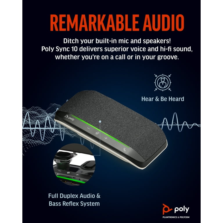 Poly - formerly Plantronics - Sync 10 USB Speakerphone - Dual-Mic- Full  Duplex Audio