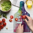 thumbnail image 3 of Live Laugh Love Cutting Board, Geometric Colorful Backdrop Polygonal Mosaic Happiness Words Typography, Tempered Glass Cutting and Serving Board, Wine Bottle Shape, Multicolor, by Ambesonne, 3 of 5