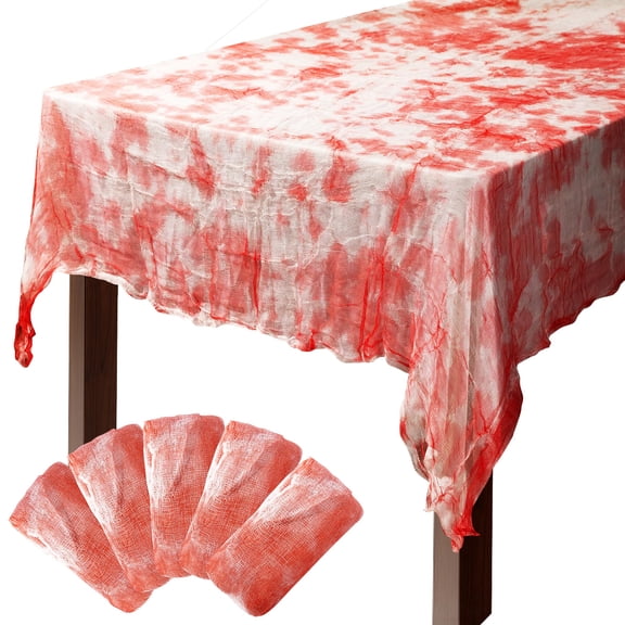 Ebaokuup 5-Pack 85" x 60" Halloween Bloody Handprint Tablecloth, Rectangle Table Cover