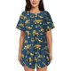 thumbnail image 1 of Fotbe Modern Excavator Conjunto de Pijama Estampado para Mujer, 2 Piezas, Ropa de Dormir con Camiseta de Manga Corta y Shorts Suaves-Large, 1 of 6