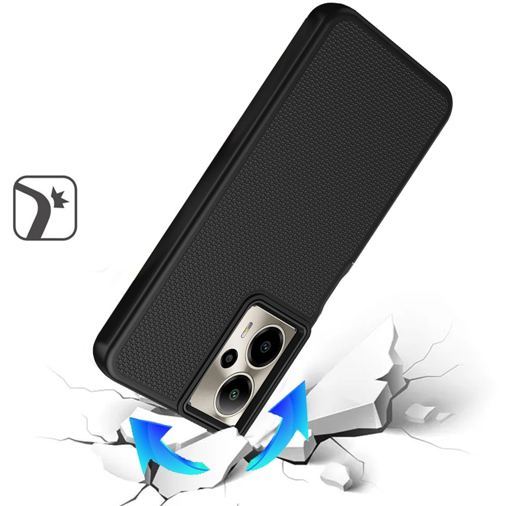 Xpression Phone Case For AT&T Motivate Pro 5G Dual Layer Heavy-Duty Hybrid Rugged Case Rugged Texturized TPU & PC Shockproof Silicone Military Grade Cover, Black