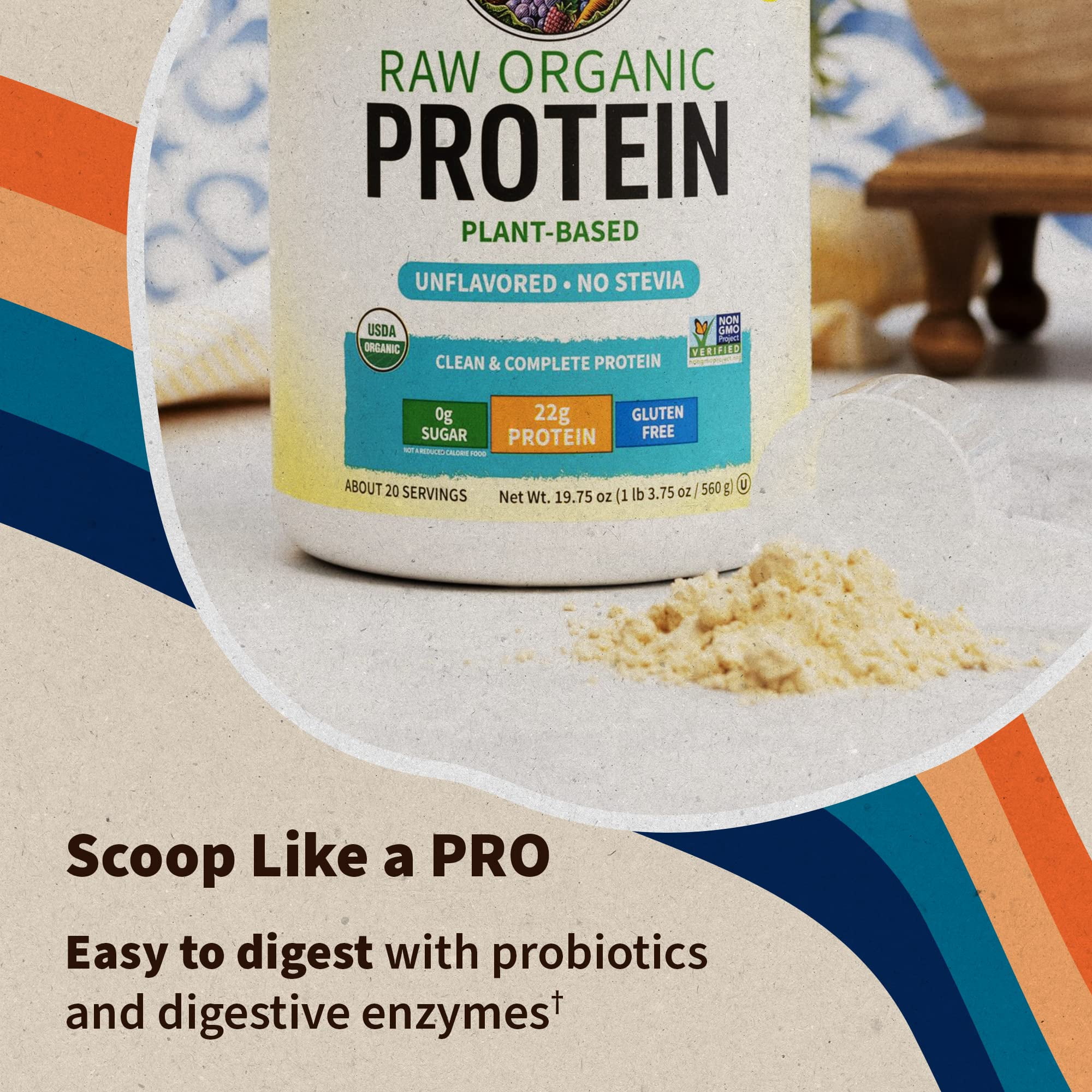 Garden of Life Raw Organic Protein Powder, Unflavored, 20 Servings