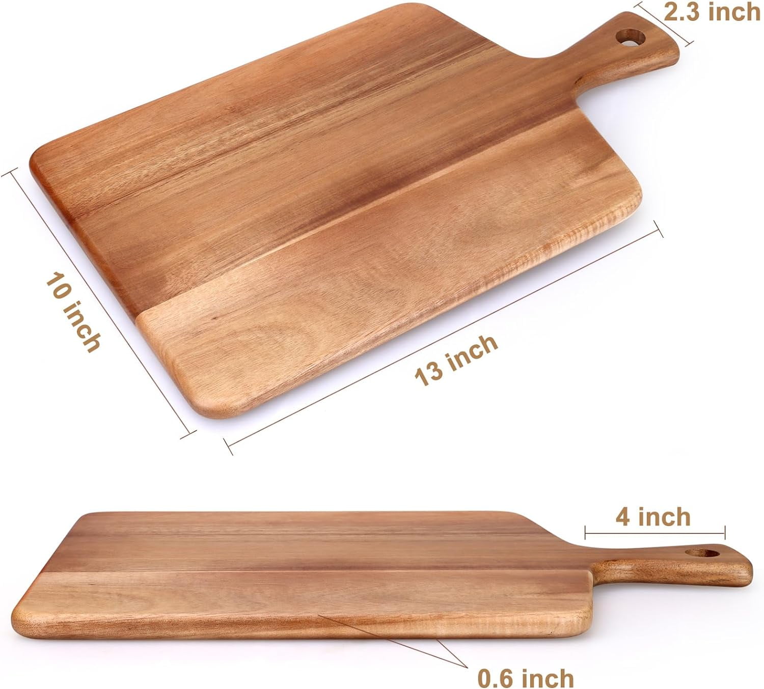 RGHJAR-Acacia Wood Cutting Board with Handle Best Cheese for Charcuterie Board Kitchen Wooden Chopping Block for Meat Vegetable Bread Fruit Serving Board Wood Butcher Block Carving Board, 17" X 10"