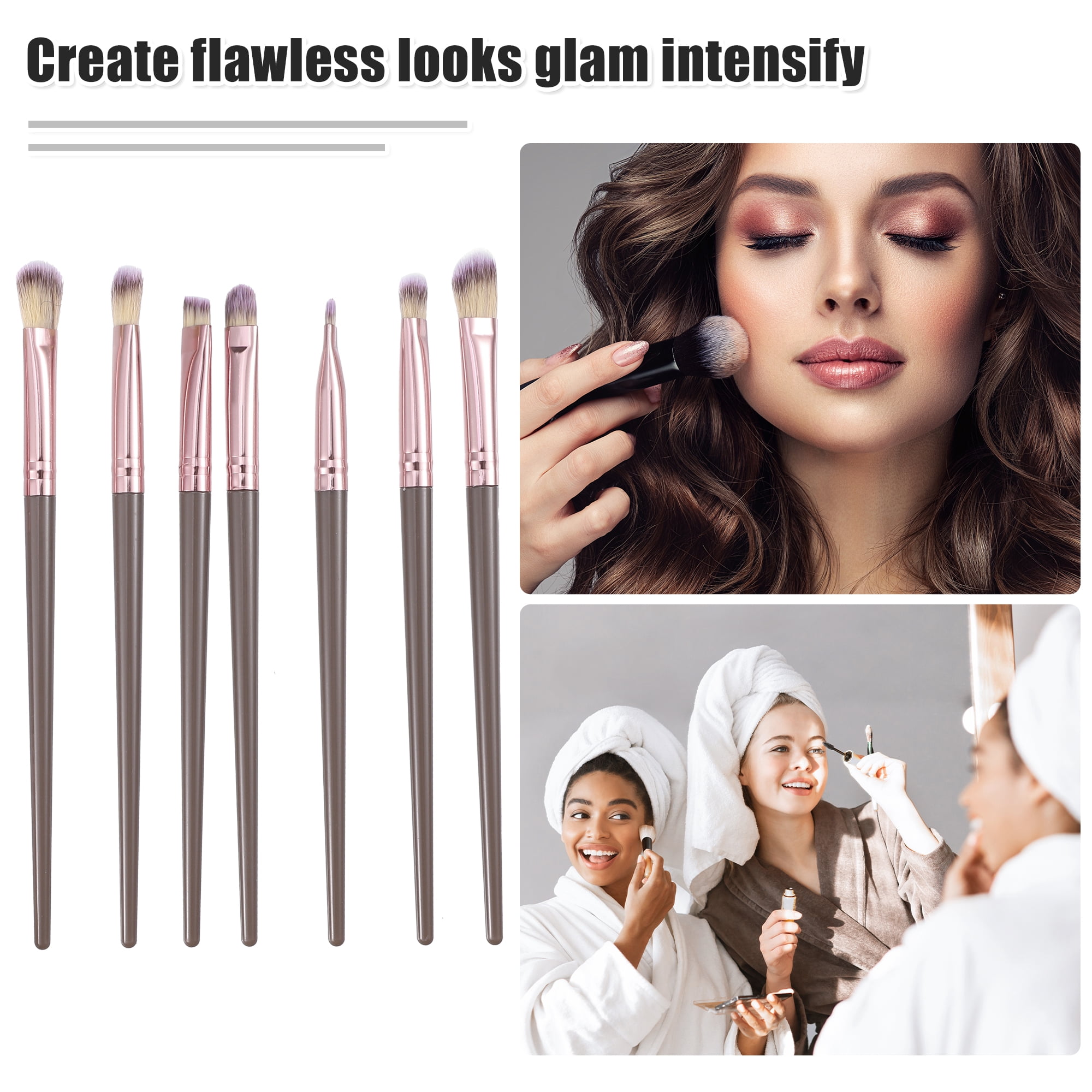 Unique Bargains 10 Pcs Travel Makeup Brush Kit for Concealer Blush Champagne