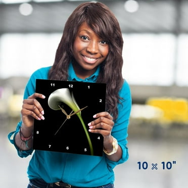 3dRose, White Calla Lily, 10x10 Wall Clock