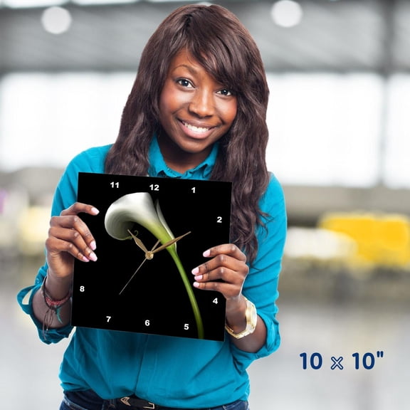 3drose, White Calla Lily, 10x10 Wall Clock