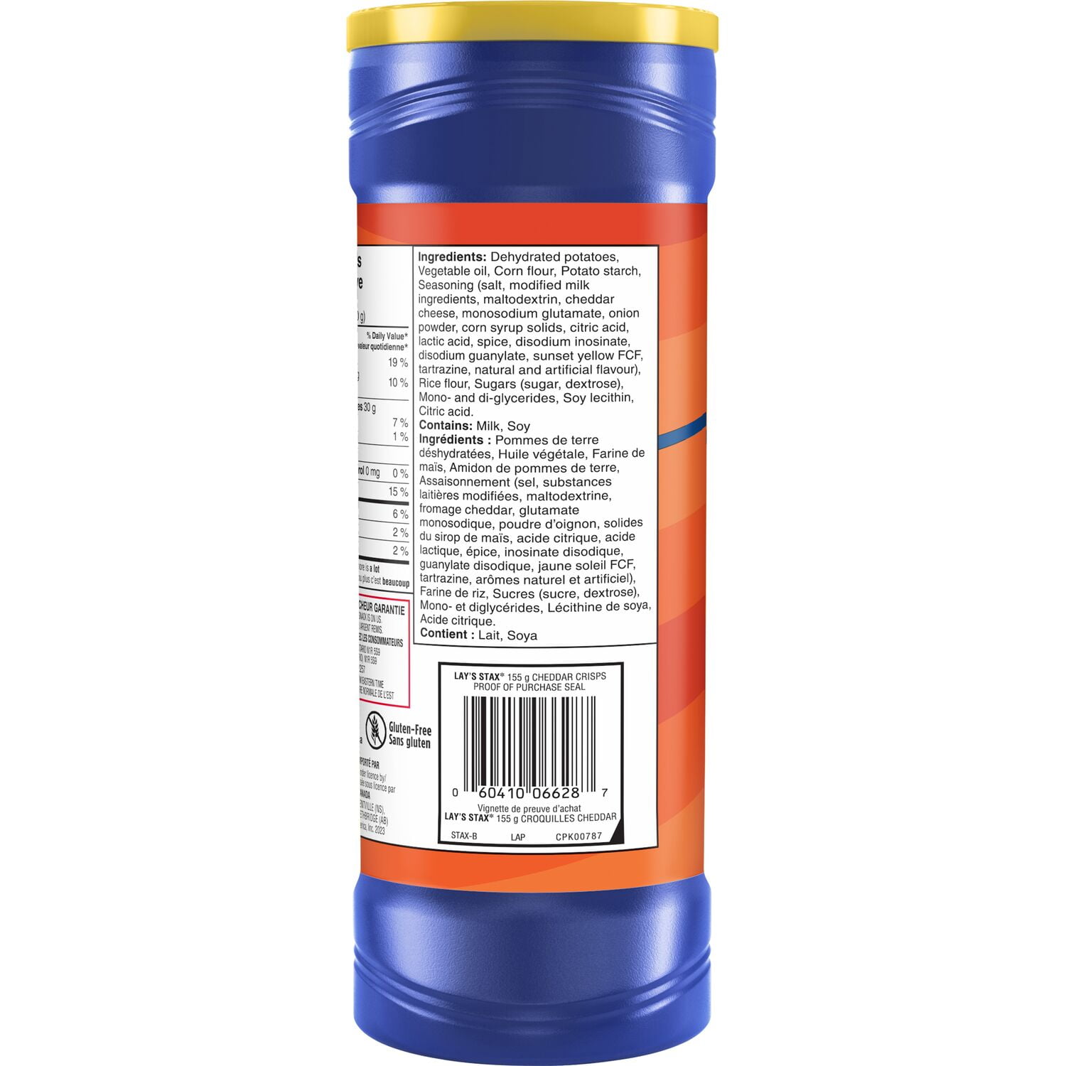 Lay's STAX Cheddar flavoured Potato Crisps, 155 g.