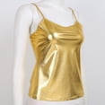 thumbnail image 4 of CHICTRY Womens Sleeveless T-shirt Shiny Patent Leather Cami Tank Tops Casual Spaghetti Straps Vest Gold XL, 4 of 6