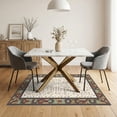 thumbnail image 3 of ODIKA 5'x7' Washable Area Rug Spotted Patchwork Tricolor Mosaic Bordered Abstract Inspired for Dining Room, Under Table, Home Office, Non-Slip Chair-Friendly, 3 of 7