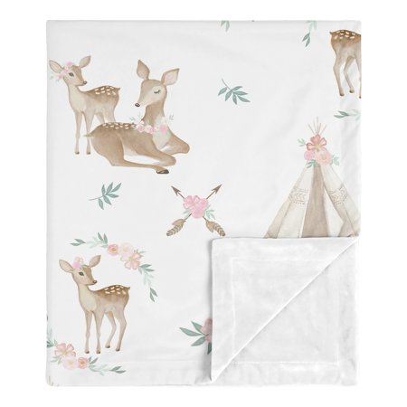 UPC: 0846480069690 | Deer Floral Security Baby Blanket by Sweet Jojo Designs
