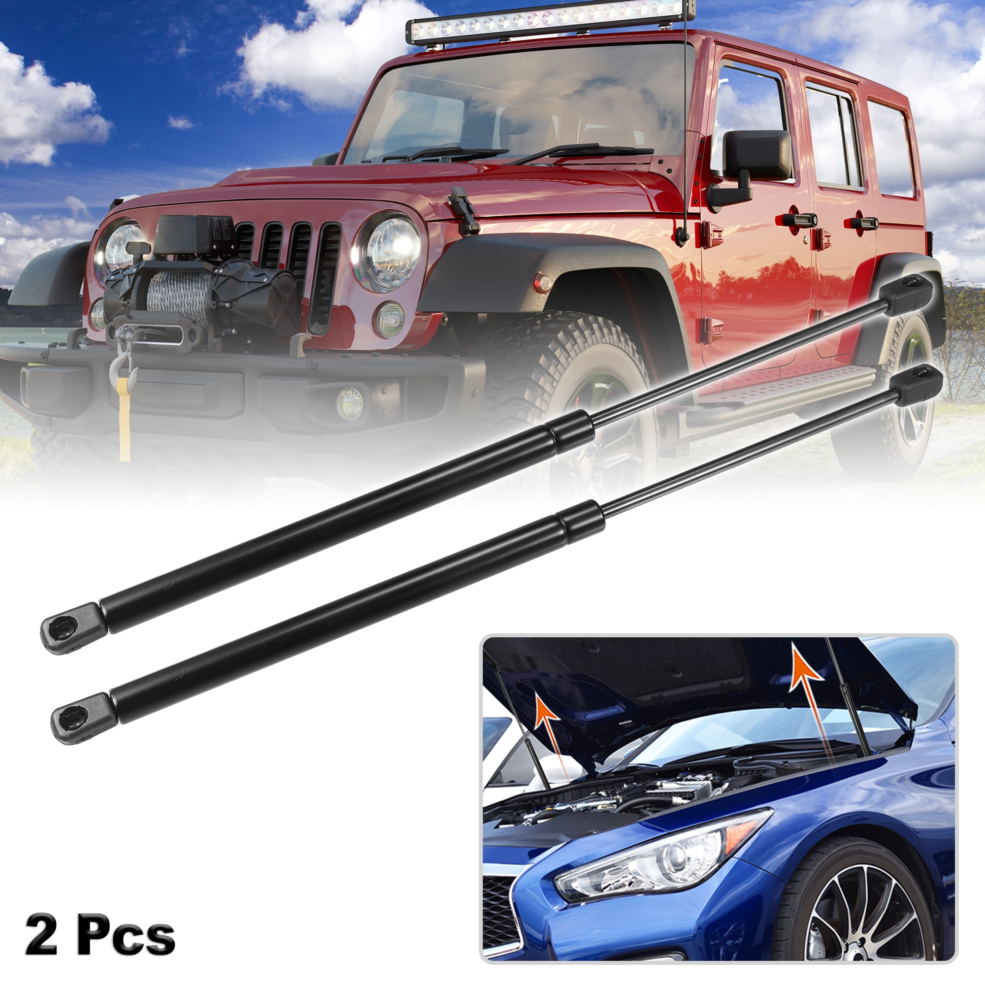 Unique Bargains 2Pcs Front Hood Lift Supports for Jeep Wrangler (JK) 2007-2018