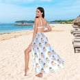 thumbnail image 6 of FORMRS Womens Long Sarong Beach Wrap Semi-Sheer Bikini Skirt Bathing Swimsuit Cover Up, Blueberry Pancake Pattern, 6 of 7
