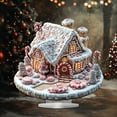 thumbnail image 3 of Christmas Gingerbread House Cake Stand Decoration, 3-Tier Holiday Display with Candy Canes and Cookie Figures, 3 of 7
