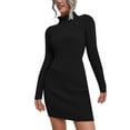 thumbnail image 1 of WTXUE Robe à Manches Longues, Robe Chandail Tricotée à Col Roulé pour Femmes Automne Hiver à Manches Longues, Robes Petites pour Femmes, Robe Midi Noire, Noir P, 1 of 4