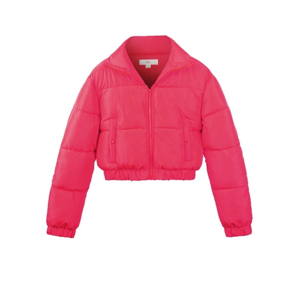 A2Y Women's Cropped Zipper Puffer Jacket Magenta XL