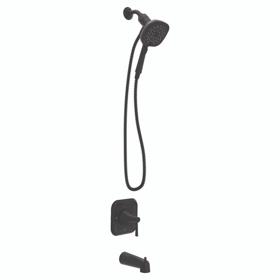 Moen Ronan Single-Handle Tub and Shower Faucet, Square Handheld, Matte Black