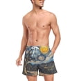 thumbnail image 3 of FORMRS Mens Swim Trunks Mesh Liner Quick Dry Casual Beach Board Shorts with Pockets, Sizes S-2XL, Swirling Starry Sky, 3 of 9