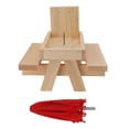 thumbnail image 1 of Table d'Alimentation en Bois de Pin avec Parasol, Structure Robuste et 2 Bancs pour Jardin Extérieur, 1 of 8