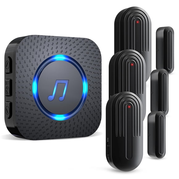Timbre SanJie con sensor de puerta para puertas abiertas, 600 m, alcance 55 campanillas