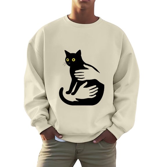 Men Sweatshirt Print Pullover Heavyweight Crewneck With Fashion Graphic Design Casual Tops