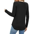 thumbnail image 3 of JYLFC Womens Shirts V Neck Tops Long Sleeve Curved Hem T-shirts, Black M, 3 of 4