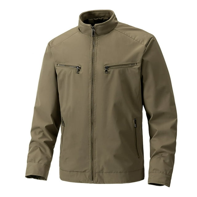 LOVZFMLL Vestes pour Hommes à Fermeture Éclair, Veste de Loisirs d'Extérieur à Manches Longues, Veste de Loisirs Sans Capuche