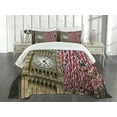 thumbnail image 3 of Ambesonne Union Jack Quilted Bedspread Set 3 Pcs, UK Flags, Queen Size, Pale Coffee Red, 3 of 5