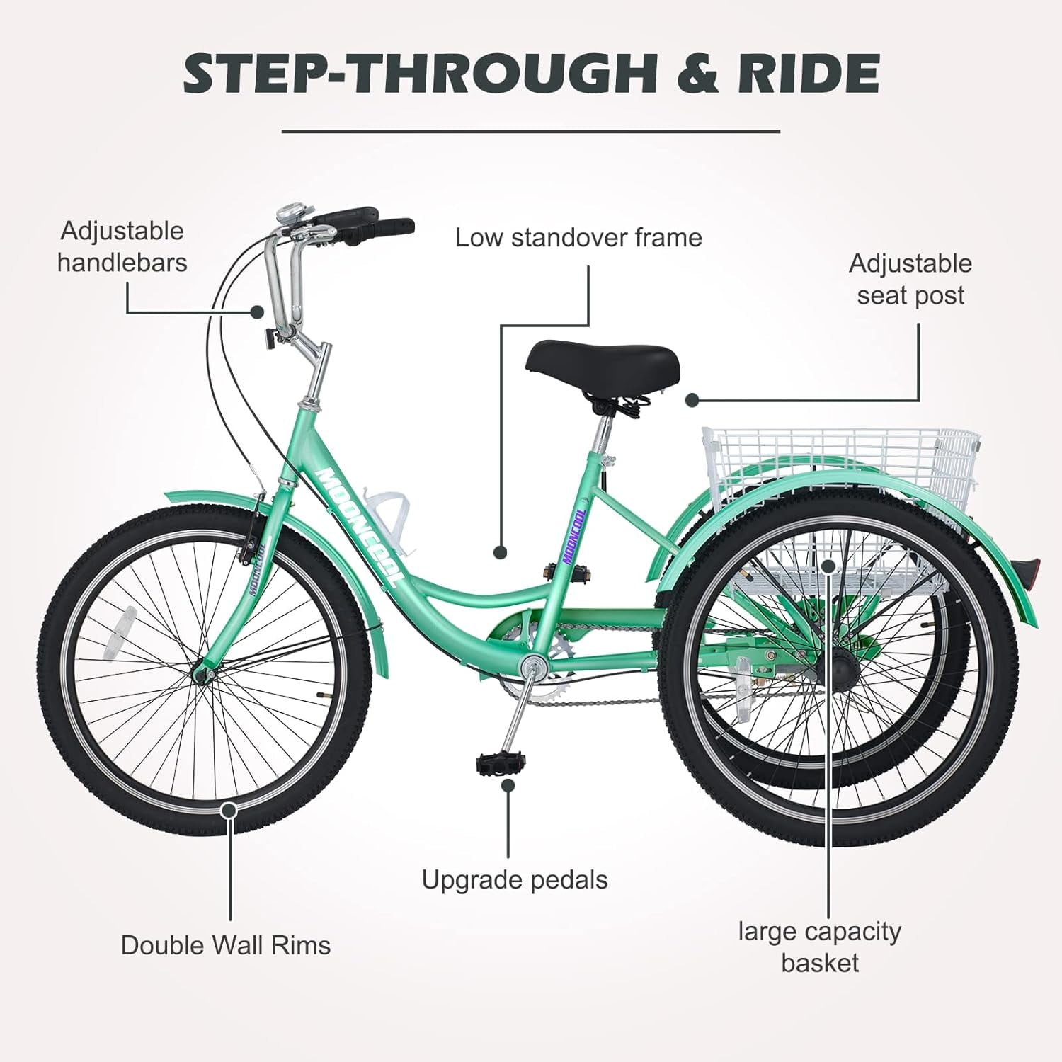 Schwinn adult tricycle with large folding carry basket single speed adjustable hotsell