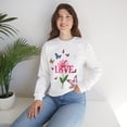 thumbnail image 3 of Unisex Floral Love Sweatshirt, Love Floral Sweatshirt, Floral Butterfly Sweatshirt, 50/50 Cotton-Poly Valentine's Day Sweatshirt 01, 3 of 65