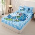 thumbnail image 2 of Castle Fairy Cartoon Skeleton Surfer Zipper Twin Comforter Sets with Fitted Sheet and 2 Pillowcases,Beer Wave Starburst Beach Graphic Zipper Bedding Set,Sky Blue,Navy Blue Reversible,4-Piece, 2 of 6