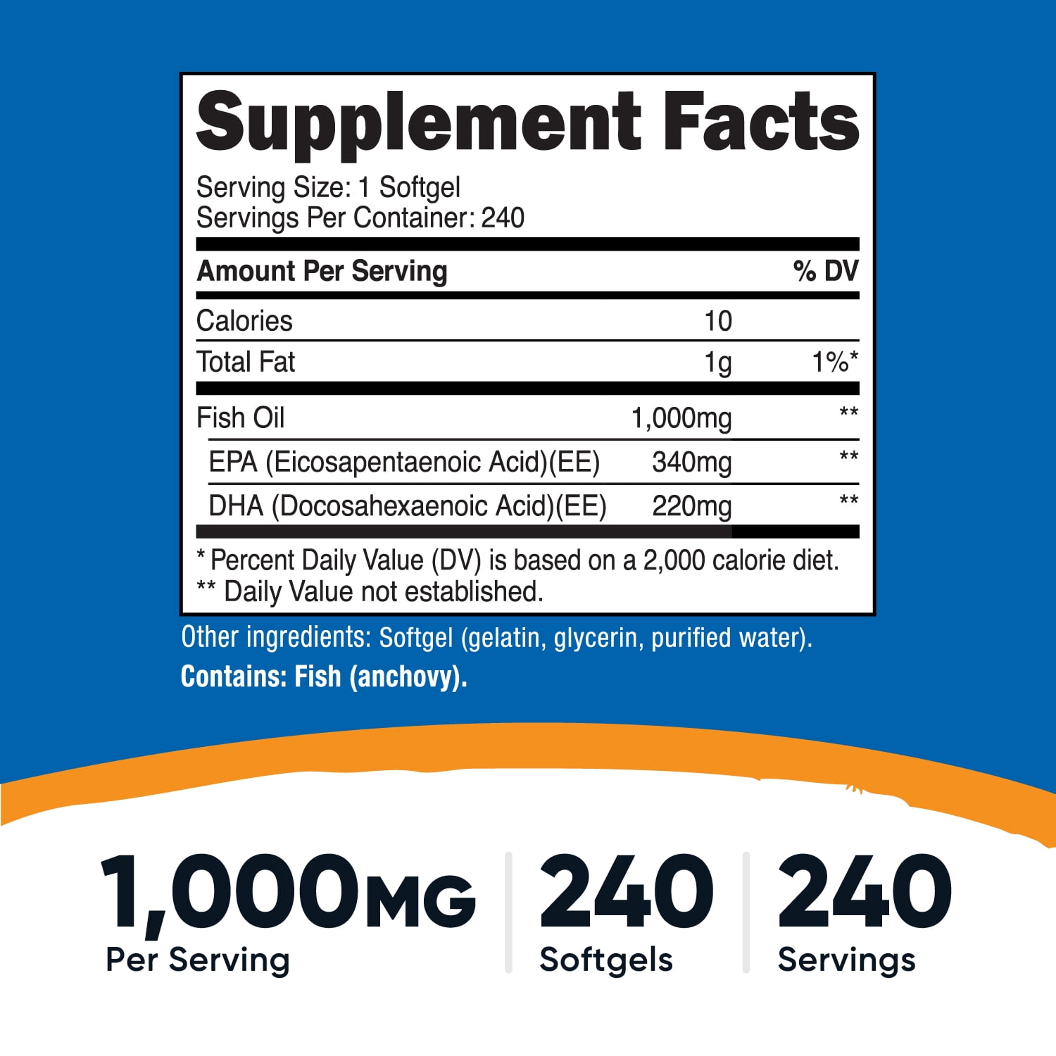 Nutricost Fish Oil Supplement 1000mg, 240 Softgels - 560mg of Omega-3