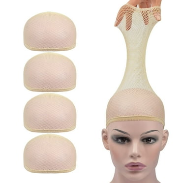4 Pcs Wig Caps Mesh Wig Stocking Caps for Women Men Kids (Mesh Wig Cap, Beige)