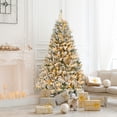 thumbnail image 3 of Patiojoy 6 FT Pre-lit Artificial Christmas Tree Hinged Snow-flocked Xmas Tree with 644 Branch Tips 300 Warm White LED Lights, 3 of 9