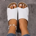 thumbnail image 2 of Rokment Womens Orthopedic High Heels Dressy Sandals Comfortable Arch Support Wedge Heeled Slip on Fashion Casual Leather Open Toe Platform Wedge Walking Dress Slides Summer Shoes White Size 6, 2 of 6