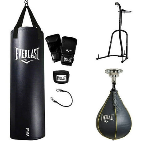 Everlast Dual Station Heavy Bag Stand with MMA Kit and Your Choice of Speedbag or Striking Bag ...
