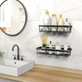 thumbnail image 2 of 2pcs Rectangular Shower Caddy, Stainless Steel Bathroom Shelf, Floating Shelves, Wall Mounted Storage Shelves For Bathroom, Kitchen Condiment Storage Rack, 2 of 4