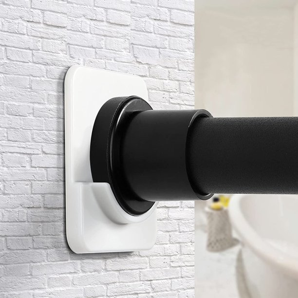Icero Soporte De Tensión Para Barra De Cortina De Ducha Adhesivo Extragrande | Sin Perforaciones Para Pegarlos Ni Lugares Fáciles De Perforar Para Un Accesorio | Fuerte Sujeción | Paquete De 2 Blancos