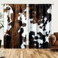 thumbnail image 4 of WNOOHIY Vintage Country Farm White Brown Cow Cowhide Light-Filtering Curtain,39.5" × 87", Set of 2 Panels, 4 of 7